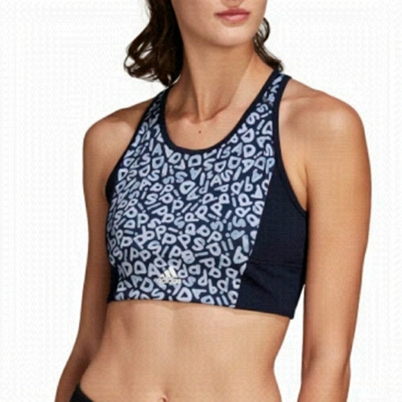 ADIDAS Crop Top Farm Fitness Athletic Bra Primegreen Aeroready Racer Eco - Picture 1 of 12